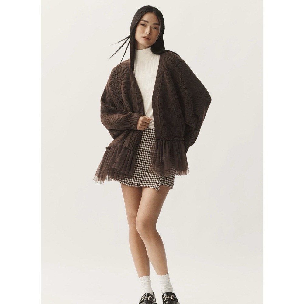 Anthropologie Sunday In Brooklyn Tulle Open Front Cardigan Sweater One Size